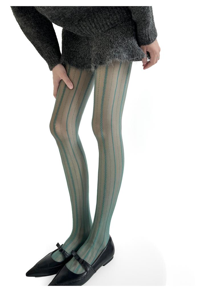 Spice Girls Sexy Striped Pantyhose Summer Thin Sheer Fine Mesh Breathable Look Slim Y2K Lolita Cool Trend Tights
