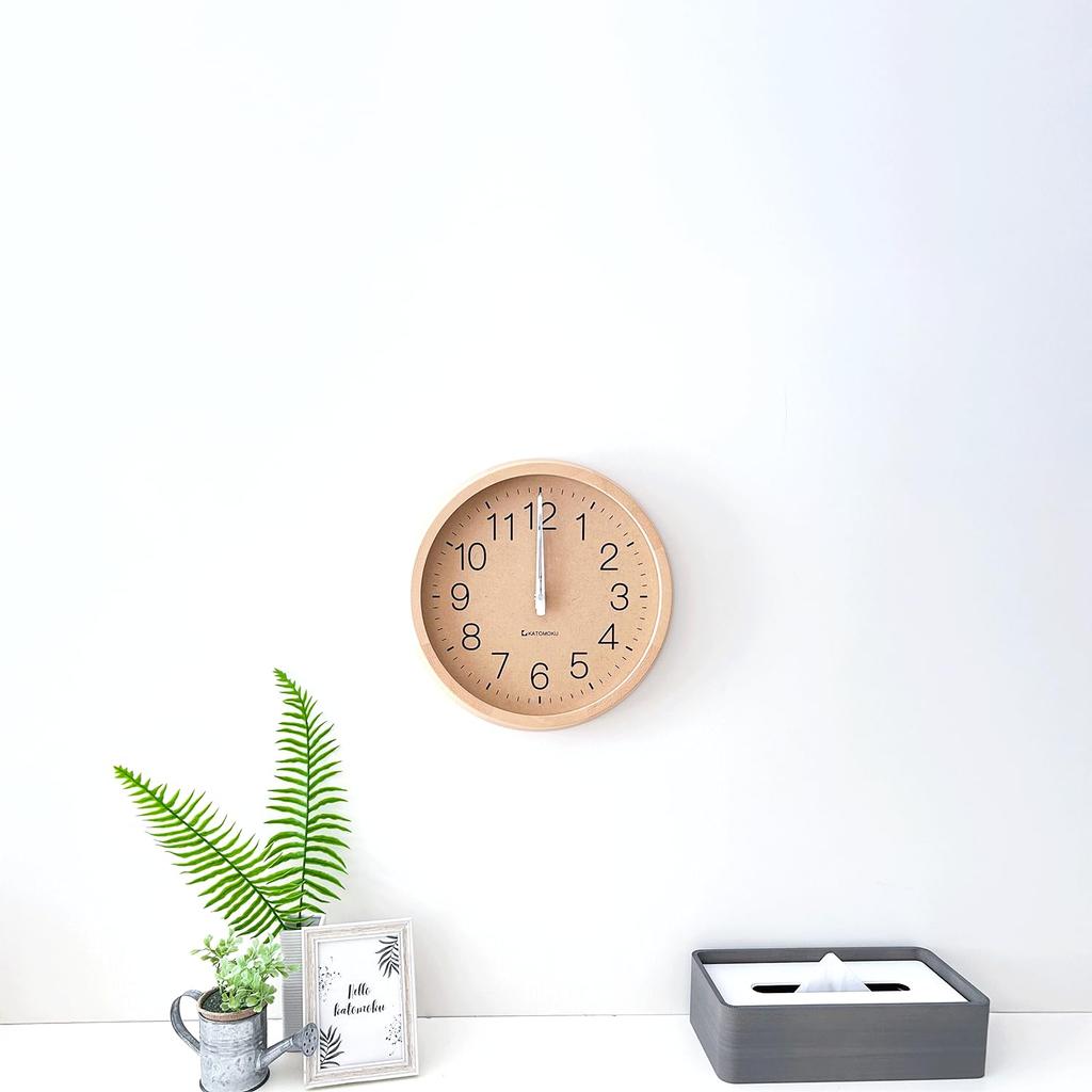 KATOMOKU muku clock 2, natural, km-45NARC, wall clock with continuous second hand, 30.6cm diameter (radio-controlled clock)