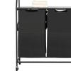 2 Tiers Laundry Sorter Tall Laundry Hamper with Wheels and Hooks 2 Section