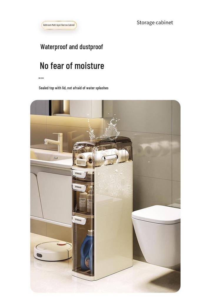 Slim Bathroom Storage Cabinet with Drawers - Multi-functional Organizer for Laundry Room and Corner Spaces
