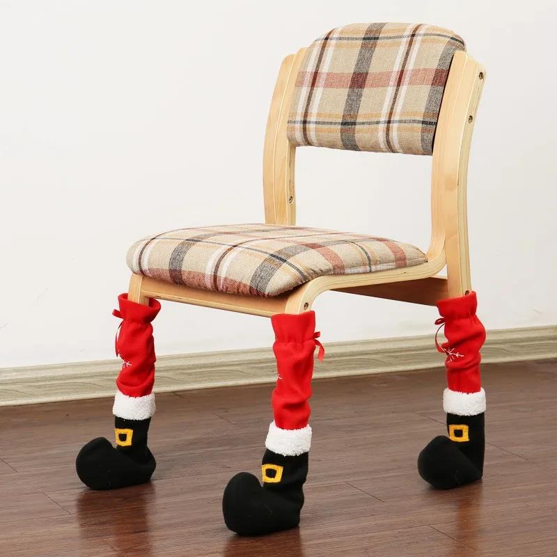Christmas Chair Leg Covers Furnitures Feet Cover Table Chair Legs Pad Floor Protector for Xmas Party Dinner Decorations