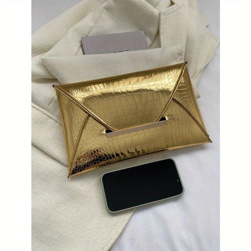 Crocodile Print, Snake Print, Solid Color, Minimalist, Fashionable, Casual PU Clutch, Envelope Bag