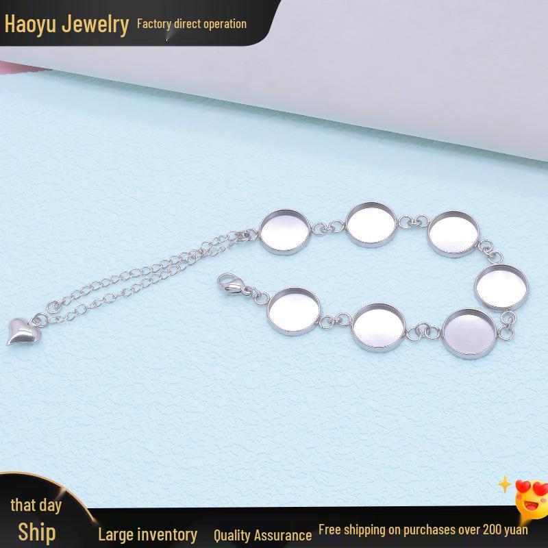 DIY Stainless Steel 12mm Time Gem Bracelet Base Tray Ornament