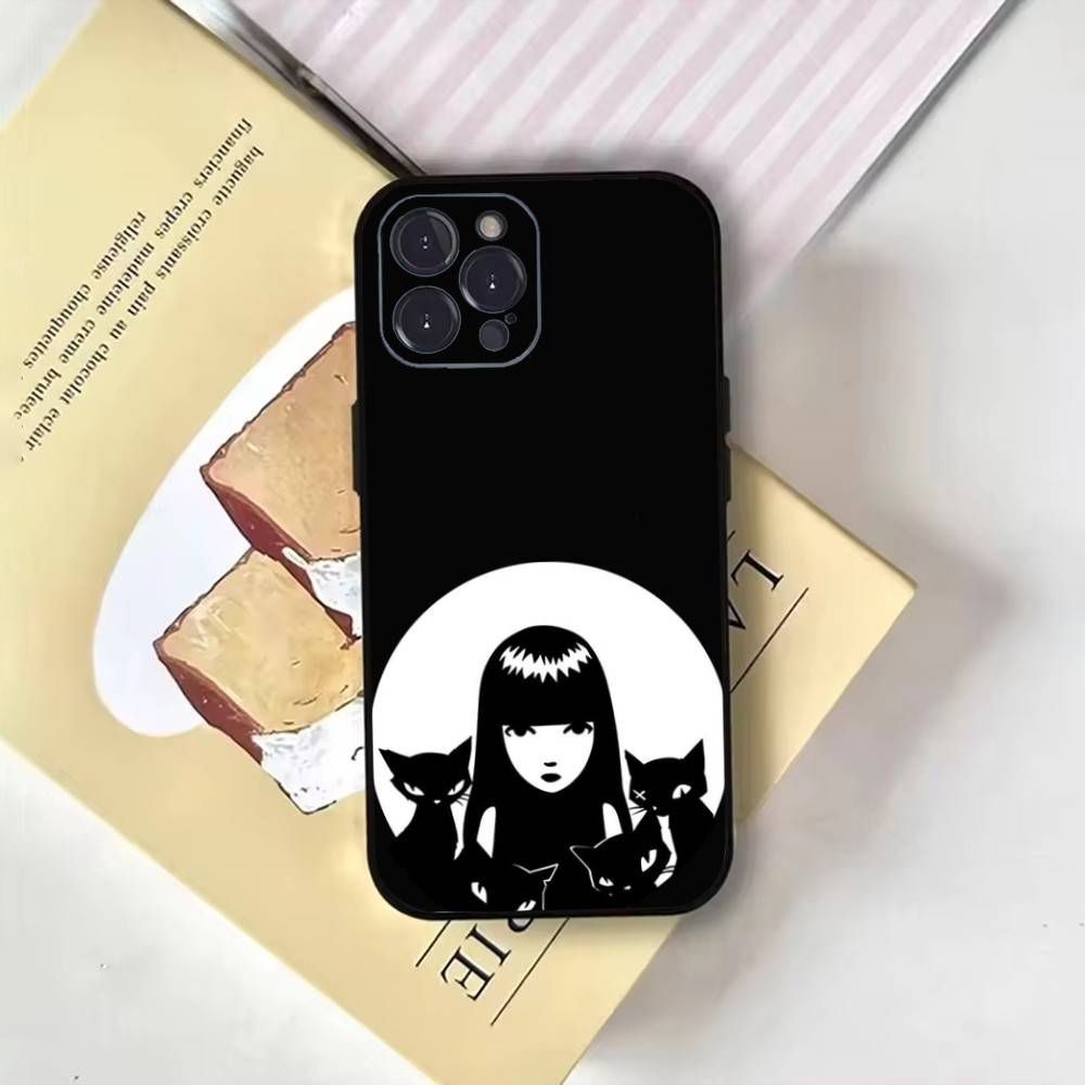 Comics E-Emily The Strange Phone Case For iPhone17,16,15,14,13,12,11 Plus,Pro Max,Soft Black Cover