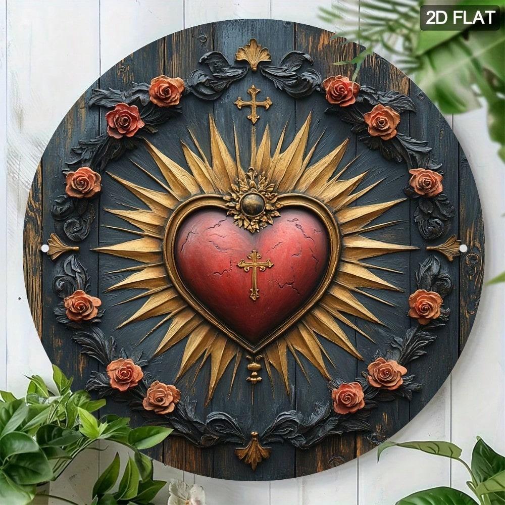 Round Metal Painting for Cafe Kitchen Living Room Hallway