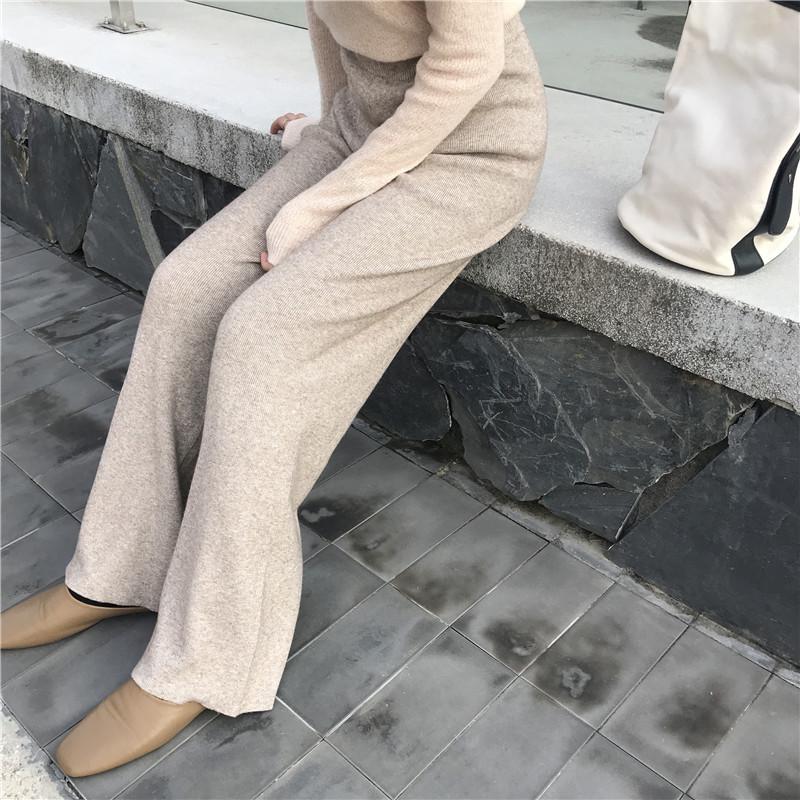 Women's High-Waist Knitted Wide-Leg Pants - Autumn 2019 Edition