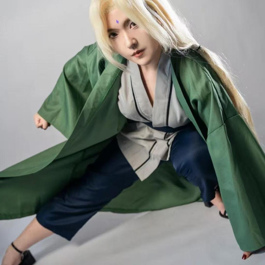 Naruto Shippuden Tsunade Cosplay Uniform, Female Fifth Hokage Konoha Ninja Role Play Costume for Anime Party