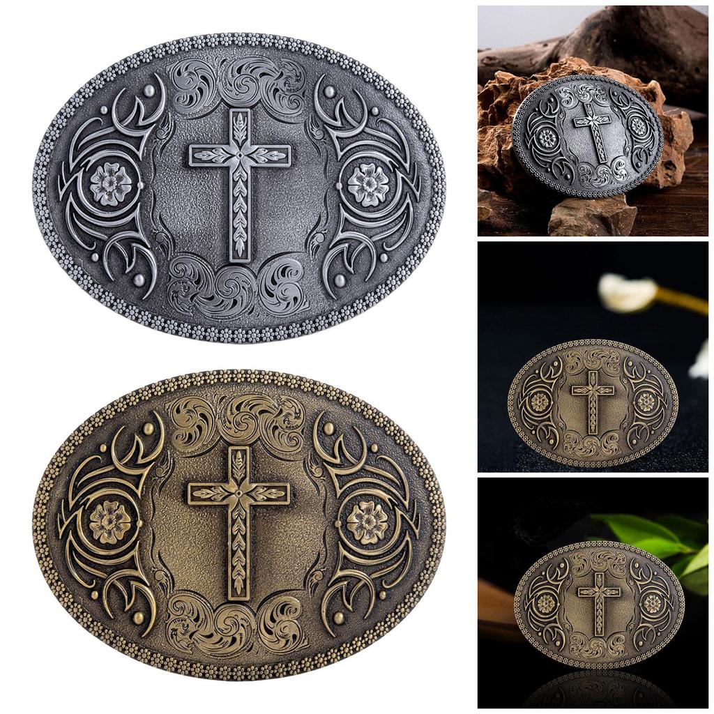 Western Belt Buckle Vintage Style Fashion Alloy Engraved Floral for Men Women