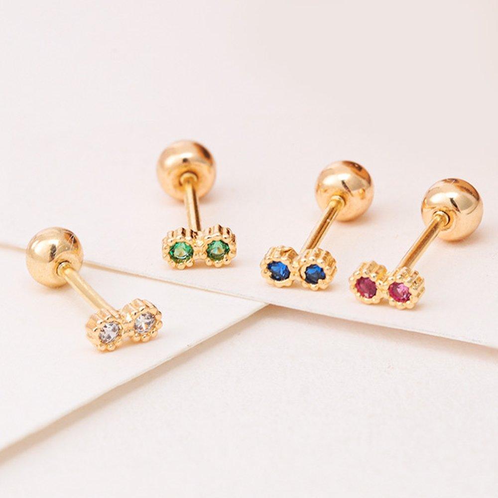 [10K 14K Gold] Two-bowling Piercing (23Arp001)_14K