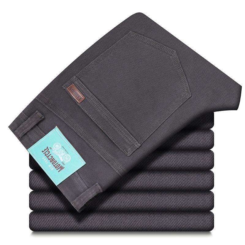 Lightweight luxury denim trousers for men Straight-leg stretch solid colour summer lightweight new style Casual long trousers