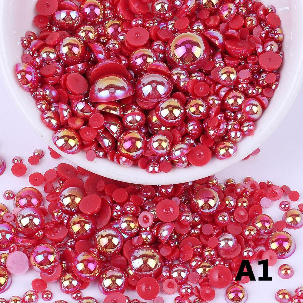 Factory Hot Selling Plastic 10mm/2000pcs Colorful Half Round Flat Back Pearls Beads for Garment 10mm //2000pcs
