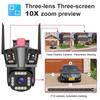 8K WIFI IP Camera Four Lens Three Screen PTZ Camera 10X Zoom Outdoor Auto Tracking Security Camera Waterproof Surveillance Cam