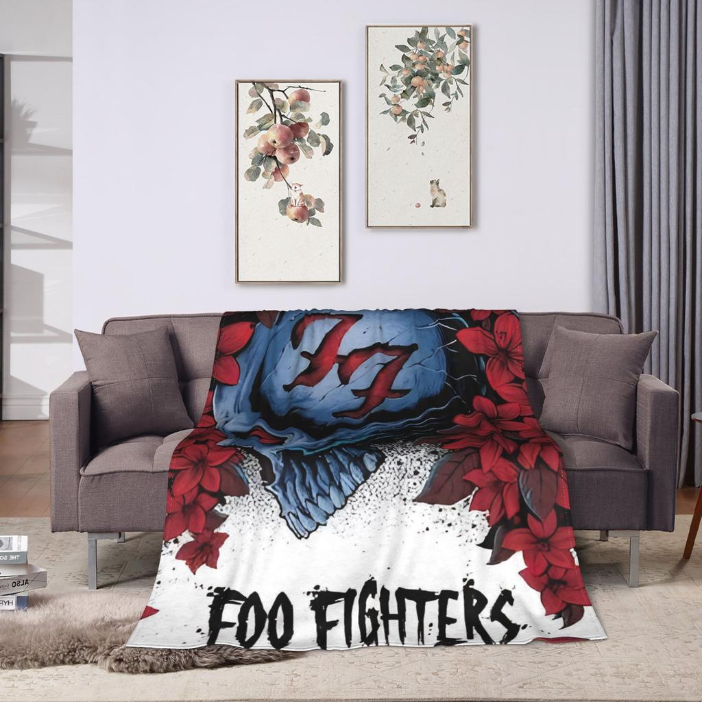Fools Band F-Fighters Flannel Blanket Soft Durable Throw Blanket for Outdoor Travel Novelty Bedspread Sofa Bed Cover