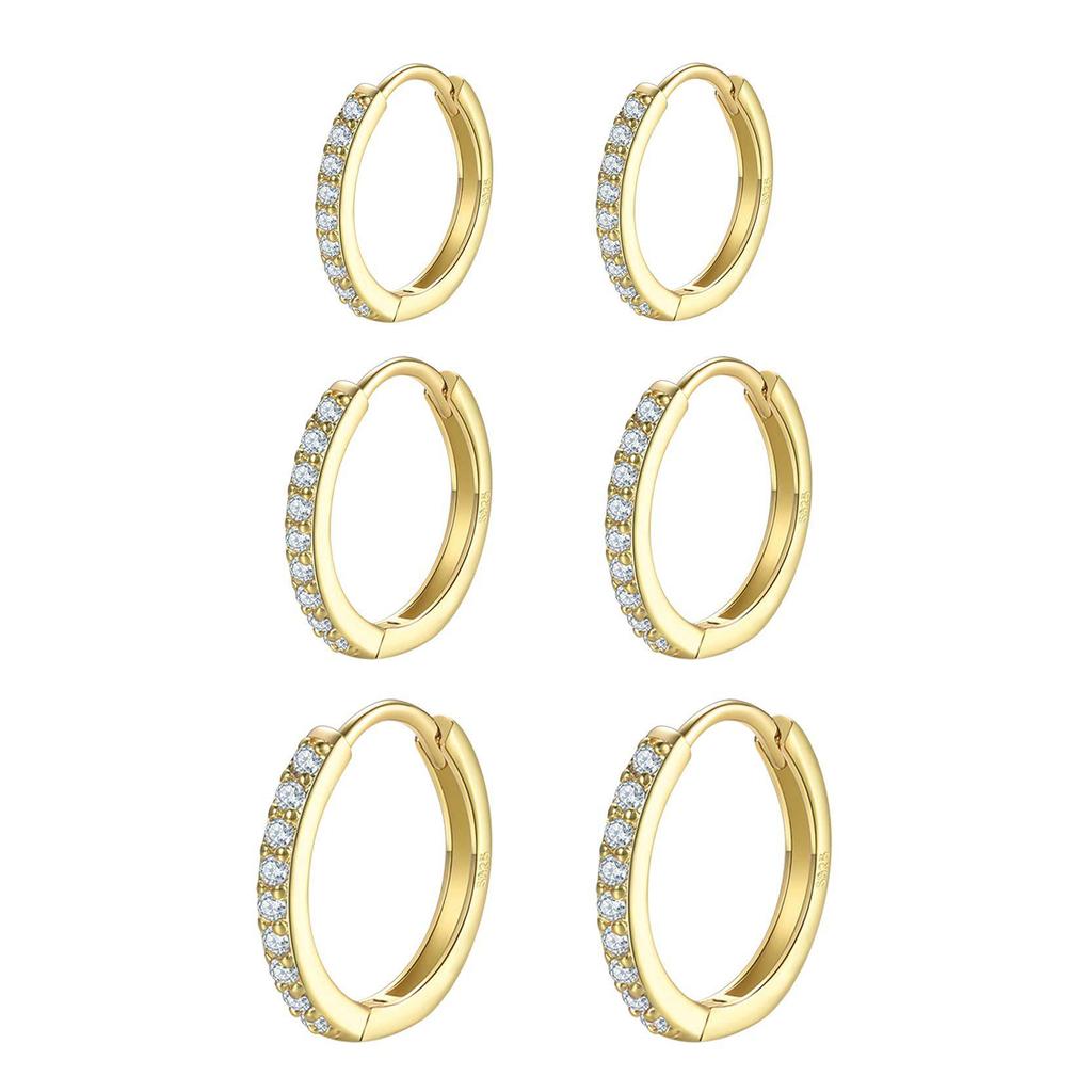 Zircon Hoop Earrings: 925 Silver Needle Fashion Ear Cuffs for Women