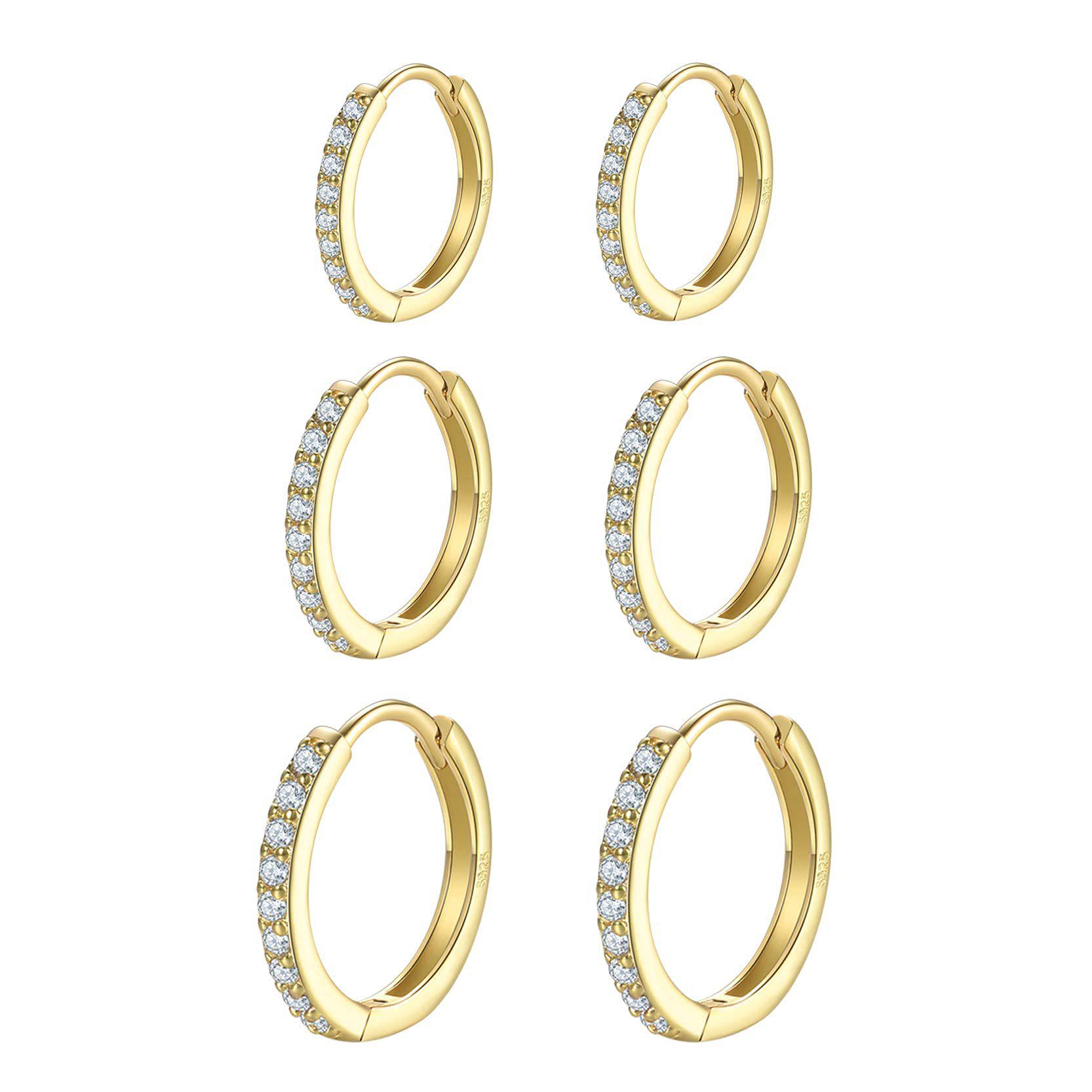 Zircon Hoop Earrings: 925 Silver Needle Fashion Ear Cuffs for Women Silver 12MM