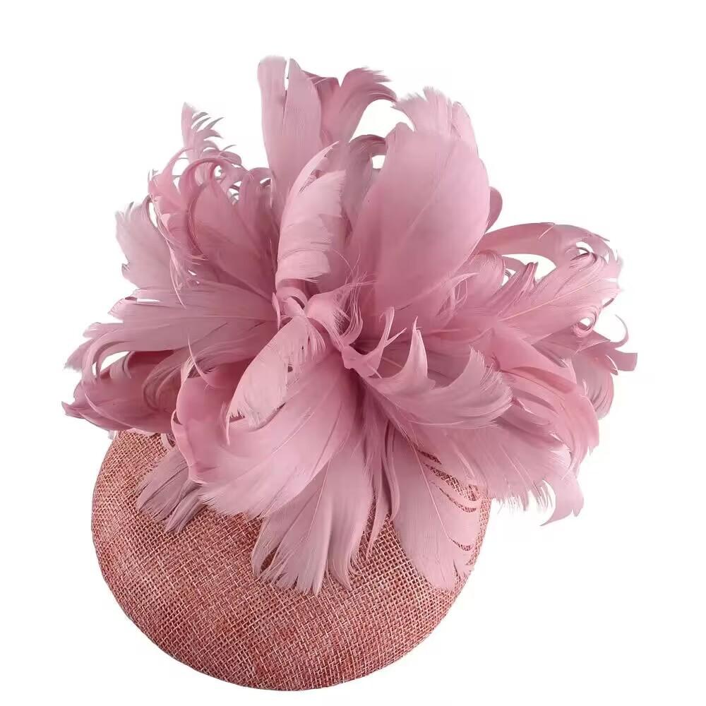 

European And American Fashion New Imitation Hemp Yarn Head Flower Top Hat Horse Racing Festival Headgear Feathers Bride Personal Photo Retro Hair Acce