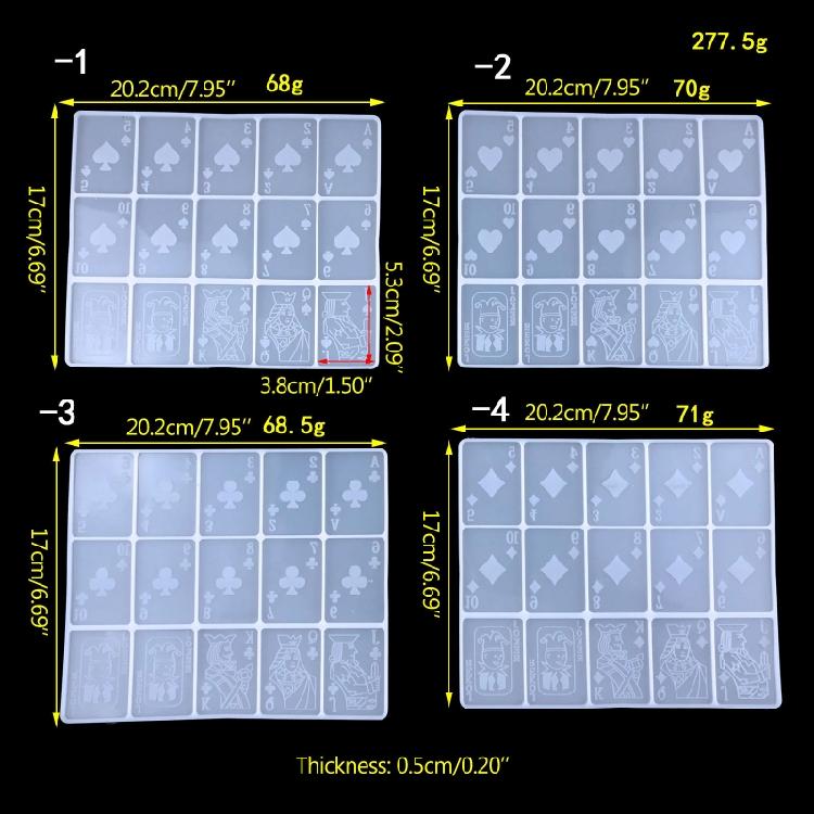 15 Cavities Playing Card Epoxy Molds DIY Resin Craft Cards Silicone Casting Mold