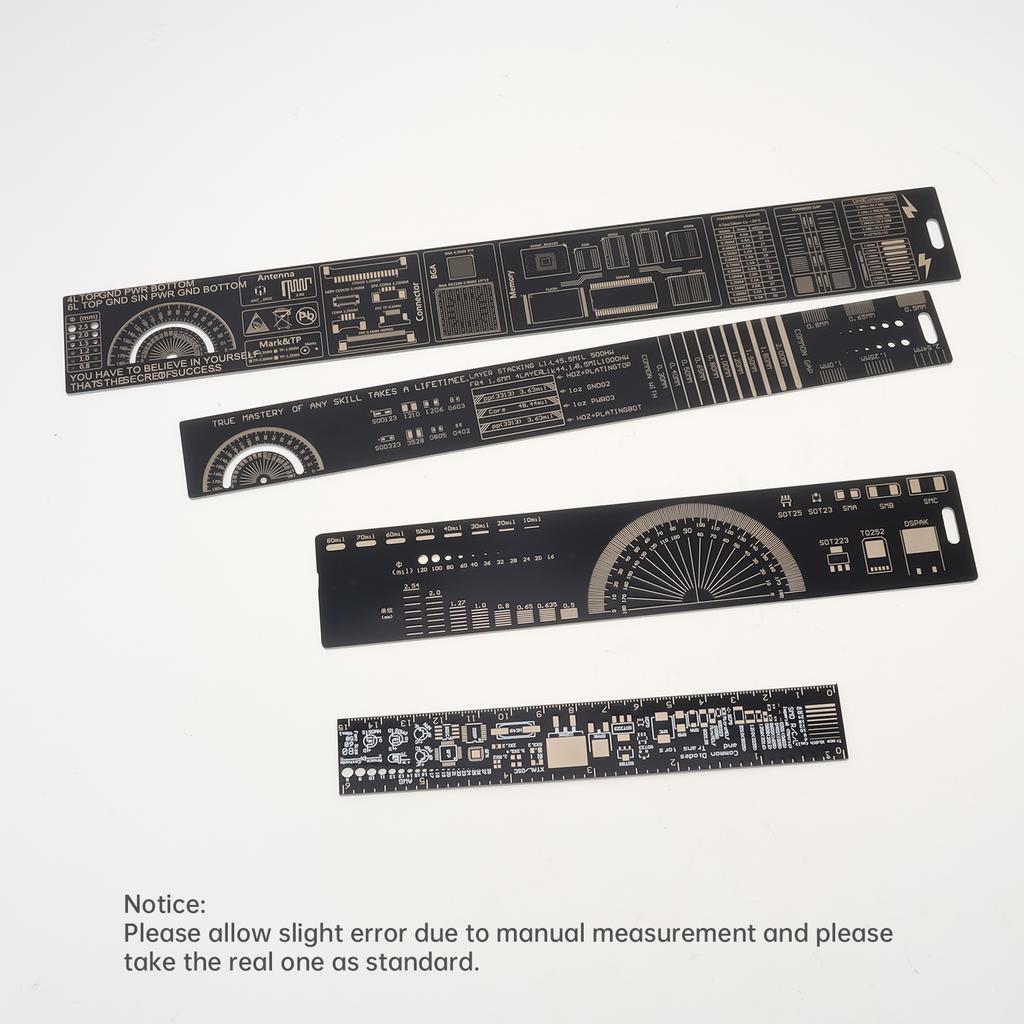 4pcs 15-30cm PCB Ruler Set Straight Edge Heavy Duty Electronic Technician Engineering Drafting Professional