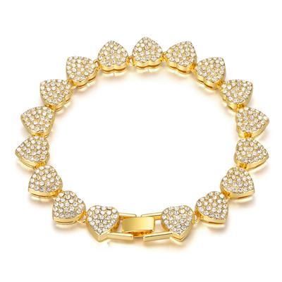 18-60Cm Hip Hop Heart Zircon Chain Bracelet Necklace Shiny   Rock Party Jewelry Gift