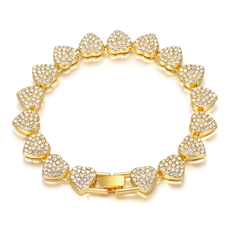 18-60Cm Hip Hop Heart Zircon Chain Bracelet Necklace Shiny   Rock Party Jewelry Gift