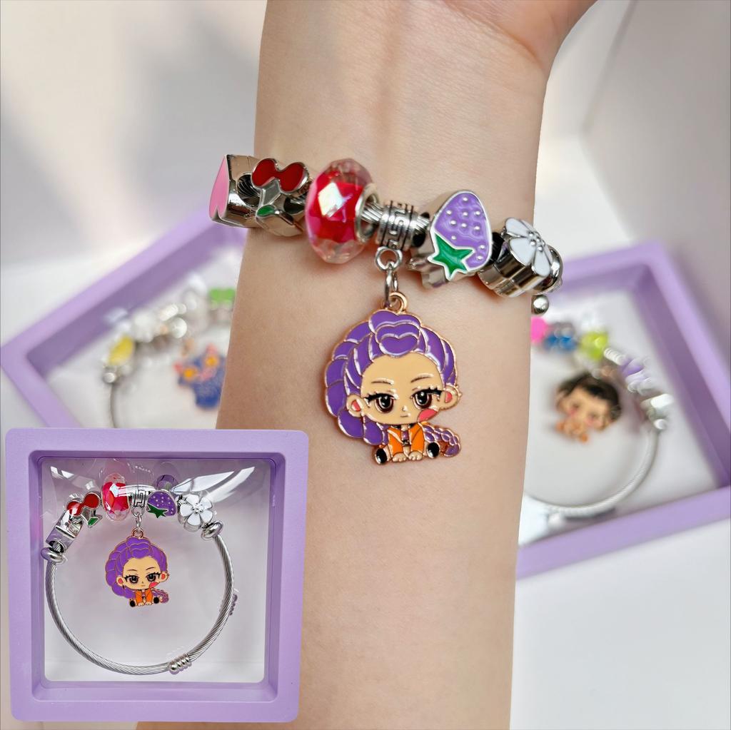 Korean Pop Demon Hunters Fans Animation Design Bracelet High-Value Exquisite Bangle Present for Children's Day Boys and Girls Kids