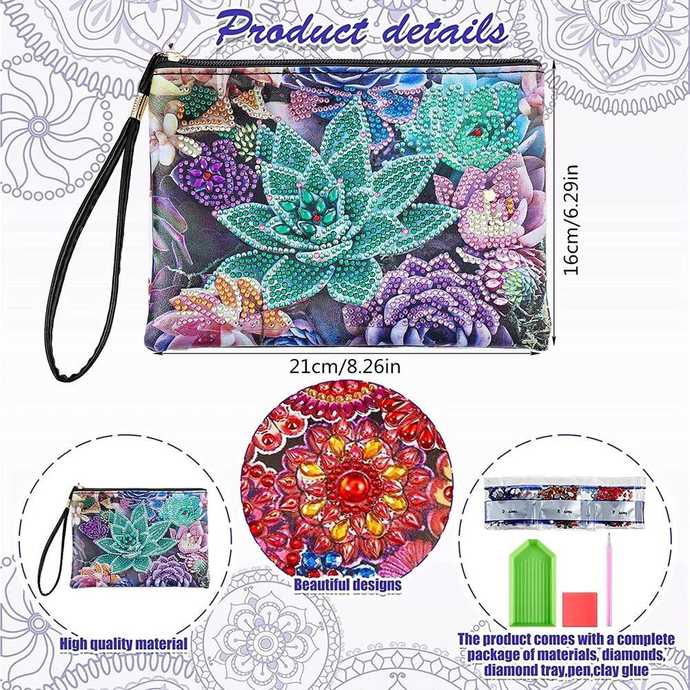 DIY Special Diamond Painting Pouch Peafowl Butterfly Flower Leather Chain Bags Women Storage Bag Diamond Embroidery Wallet Pouch