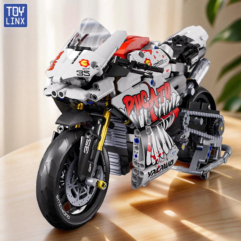 ToylinX 883 PCS model building blocks set toy motorcycles build model motorcycles for children or adults Christmas Day toy gifts