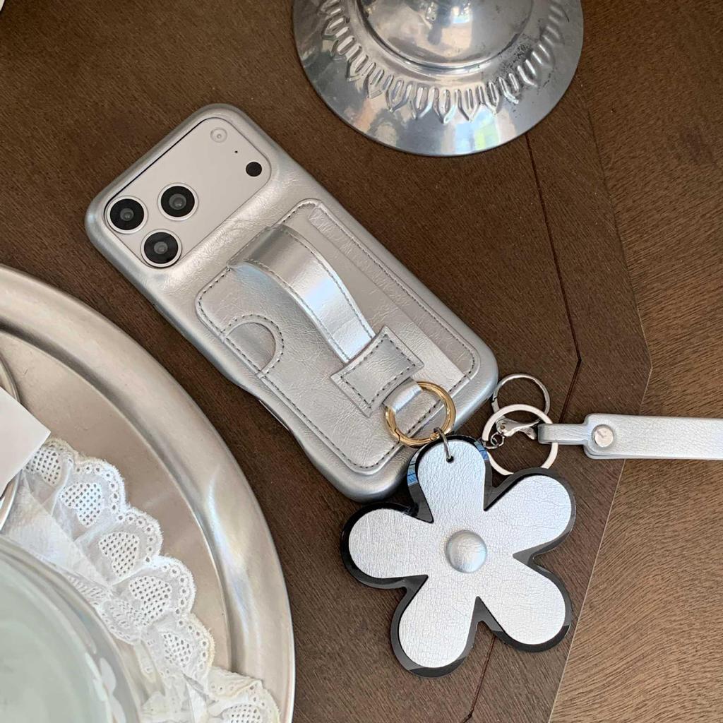 Flower Wrist Strap Card Holder & Coin Purse for iPhone 17 Pro Max/15 Pro/14 Case (Women's)
