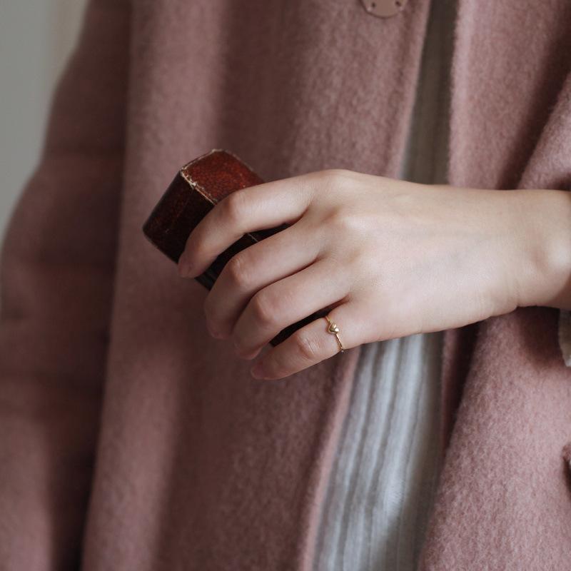 New Fashion Gold Color Heart Adjustable Ring Ladies Personalized Simple Design Holiday Party Jewelry Accessories