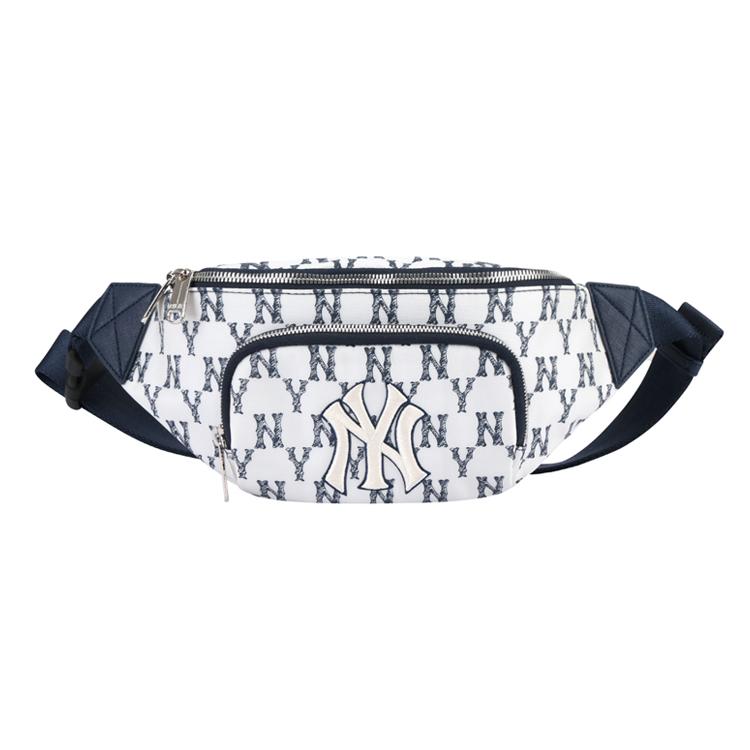 

New MLB Monogram Collection Nylon Fanny Pack, Shoulder Bag, Crossbody Bag Regular Unisex White Blue 32BGCR111-50N 33.5*7.1*15.0CM
