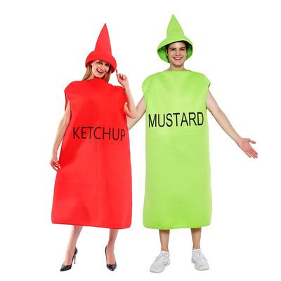 Unisex Kostým Food Hořčice Kečup Maškarní šaty Halloween Party Legrační oblečení pro pár Dospělí Muži Ženy