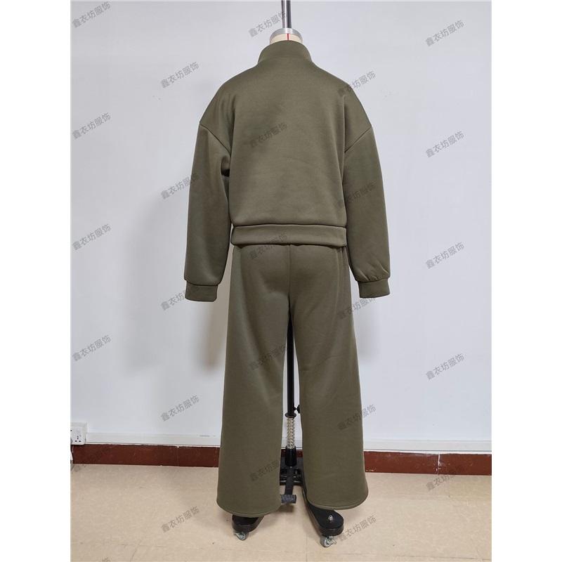 Women's 2 Piece Casual Tracksuit Half Zip Sweatshirt And Elastic Waist Wide Leg Pants Loungewear Set