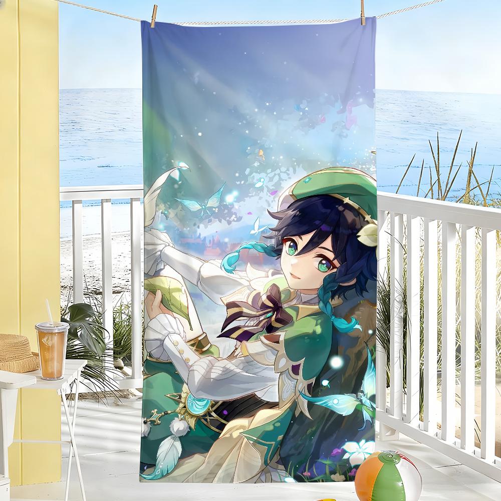 Game Genshin Impact Venti Towel Soft Pool Gift For Travel Gym Shower Camping Quick Dry Sports Large Beach Towels