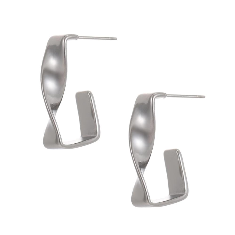 CARLIDANA Hypoallergenic Waterproof Minimalist Jewelry Stainless Steel Gold Plated Trendy U Shape Geometric Huggie Earrings