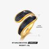 Stainless Steel Black White Enamel Ring for Men Women Simple Double Layer Oil Dripping Open Finger Rings No Fade Jewelry
