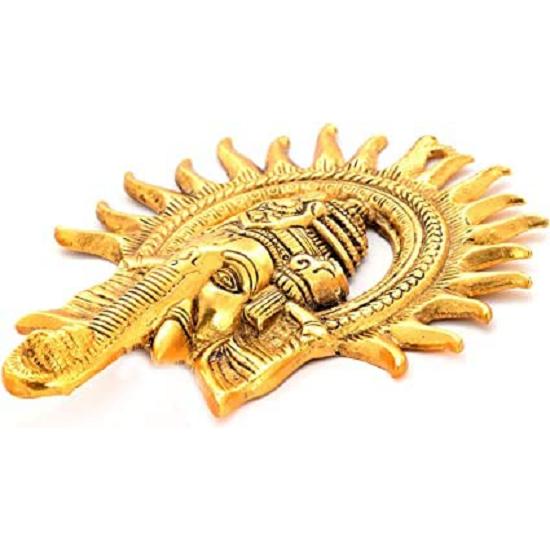 Metal Ganesha Idol for Home Decor with Surya Chakra - Ganeshji Ganpati Decoration Items Wall hangings Lucky Fengshui - Decorative Gifts