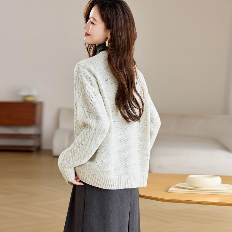Srcr Women's 100% Wool Thick Knitted Cardigan