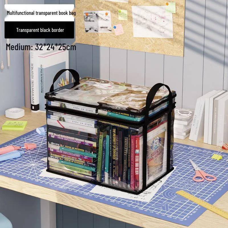 Vintage Book Storage Box: Transparent, Dustproof & Moistureproof Organizer for Home and Classroom