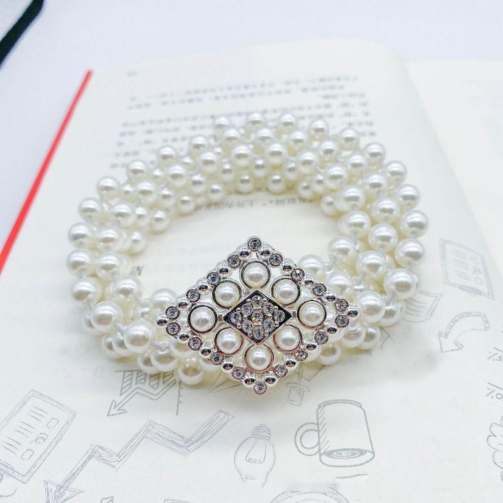 Clothing Supplies Pearl Waist Belt Sweater Decorative Diamond Waist Chain New Elastic Belt  Women