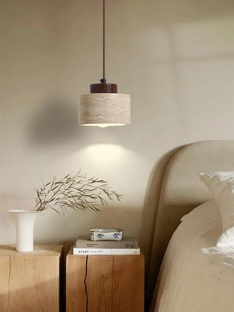 Bedside pendant light Japanese yellow cave stone LED pendant light Wabi Sabi kitchen dining room home decoration bedroom