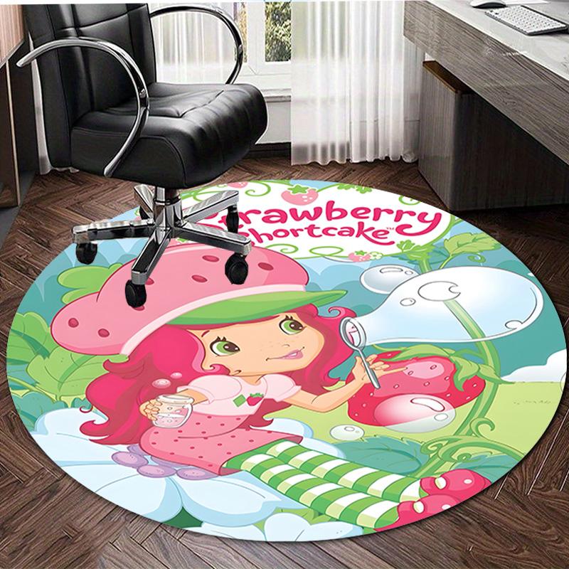 1pc Strawberry Princess2 Design Printed Area Round Carpet for Bedroom Living Room Home Decor Rugs Mat Non Slip Mat Rug for Bedside