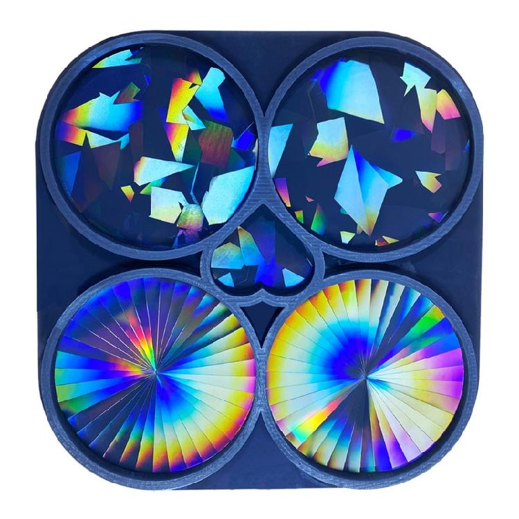 

Holographic Coaster Epoxy Resin Mould 4-in-1 Circular Cup Tray Dish Mat Molds 1