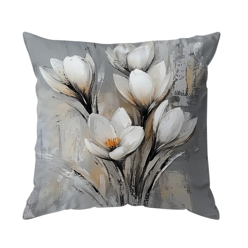White Flowers Cushions Pillowcase Printed Polyester 45x45cm Throw Pillow Cover Decorative Sofa Cushions Pillowslip Home Decor