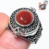 Natural Carnelian Gemstone 925 Sterling Silver Jewelry Ring Size 10 AR-17343