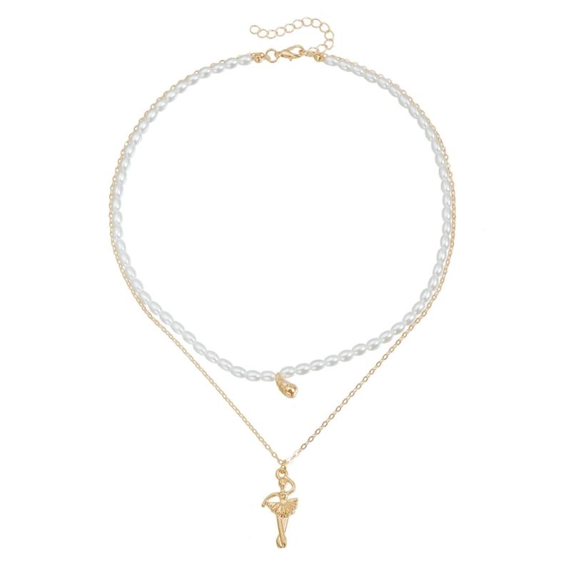 

Dancer Pendant Necklace Adjustable Jewelry For Various Outfits Imitation Pearls Designs 1