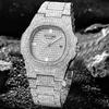 Luxury Quartz Watch For Men Automatic Date Hip Hop Full Iced Diamond Clock Fashion Watch Men Waterproof Square WristWatch