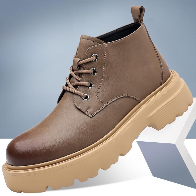 Fashion Fashion Cow Leather Platform Motorcycle Boots for Men Autumn Winter Soft Sole Men's Shoes Designer Retro Casual Male Ankle Boots