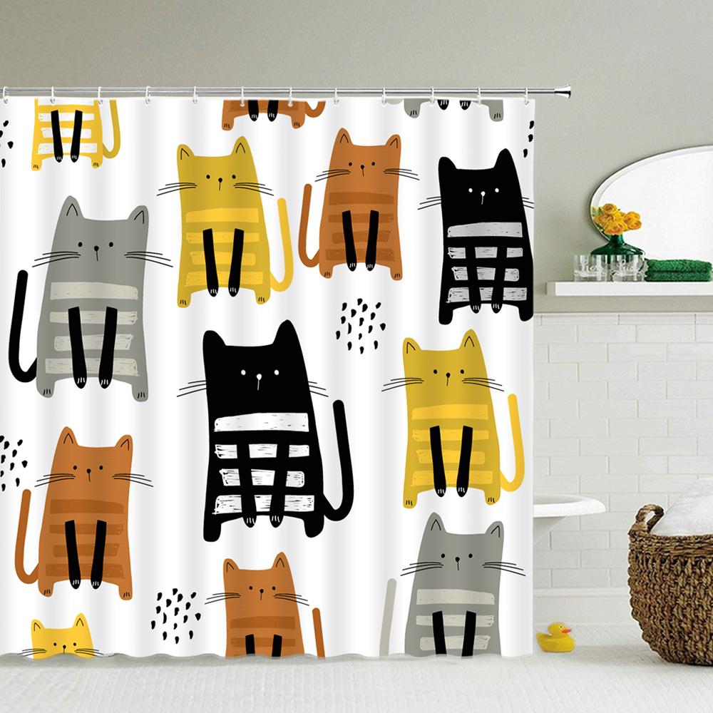 Funny Animal Print Shower Curtain Cute Cartoon Animal Bath Curtain For Bathroom Bathtub Bathing Cover Shower Curtains Home Decor
