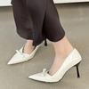 Fashion High Quality Patent Leather Women Pumps Sexy Pointed Toe High Heels Bow Designer Mules Loafers Elegant Banquet Heeled Sandals