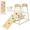 Toddler Indoor Wooden Climbing Frame with Slide and Swing.